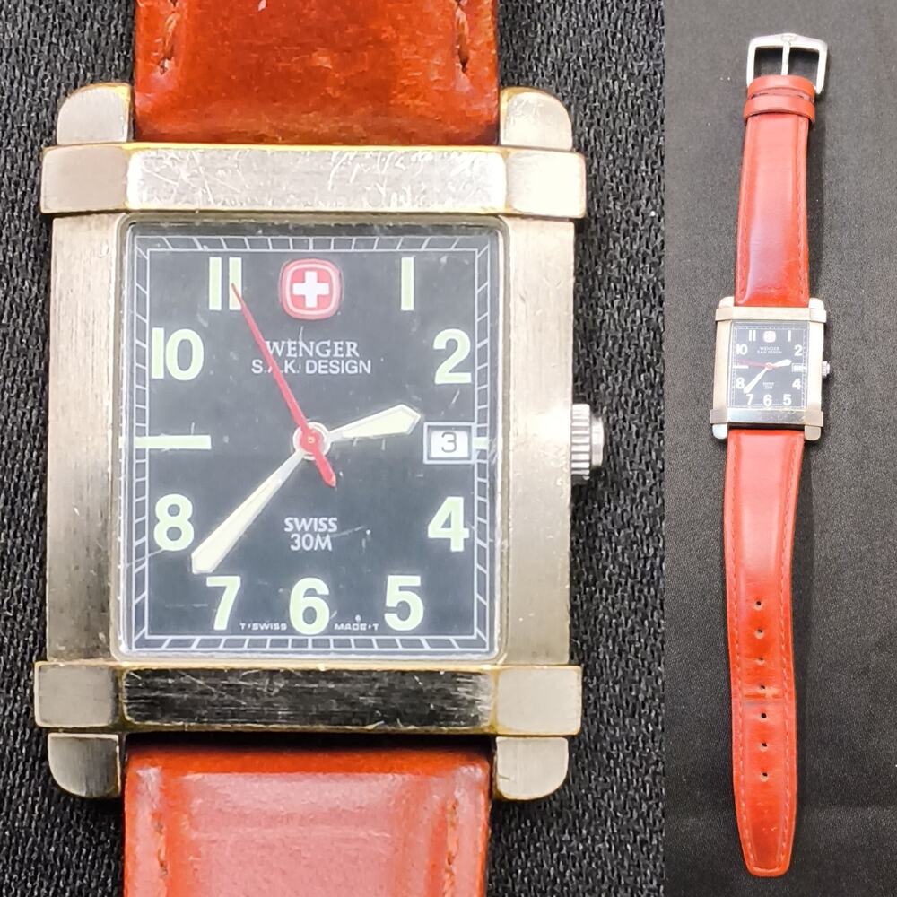 Wenger The Genuine SAK Design Women's Watch Square Black Face 093.0848 #W5159